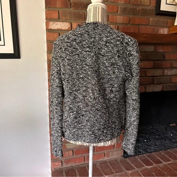 IRO Chada Metal Laced Boucle Open Blazer Jacket in Black & White Sz M - Picture 12 of 14